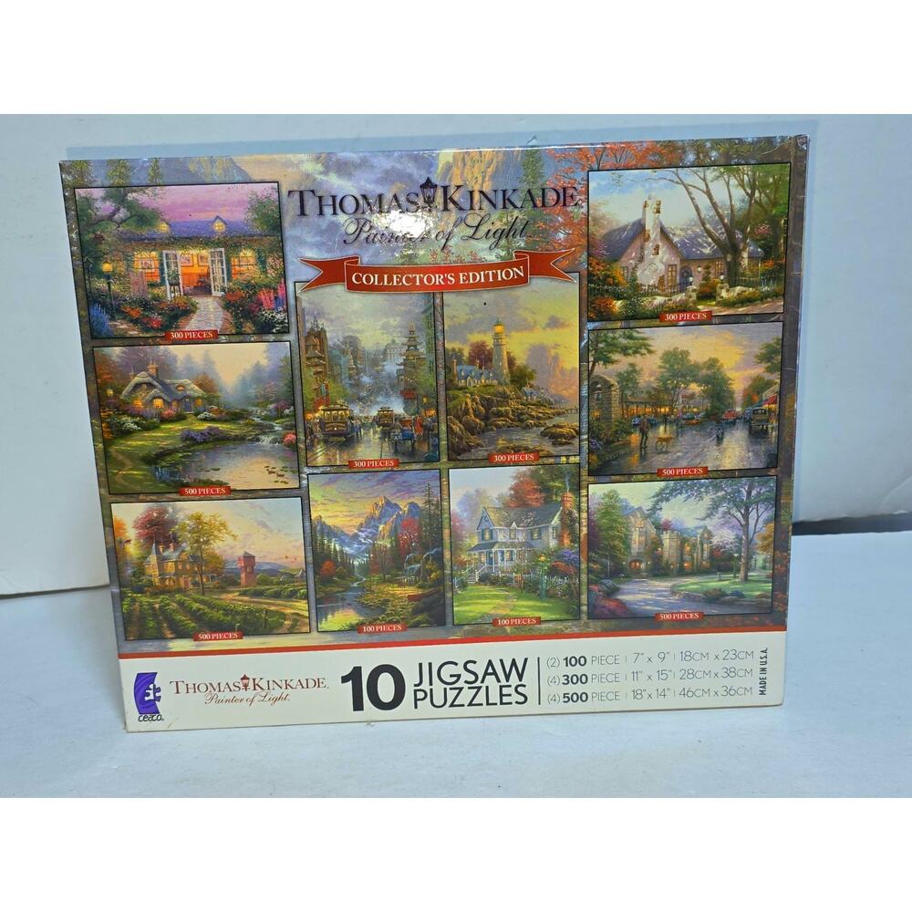 2012 CAECO Collector's Ed. THOMAS KINKADE Painter of Light 10 JIGSAW PUZZLE Set